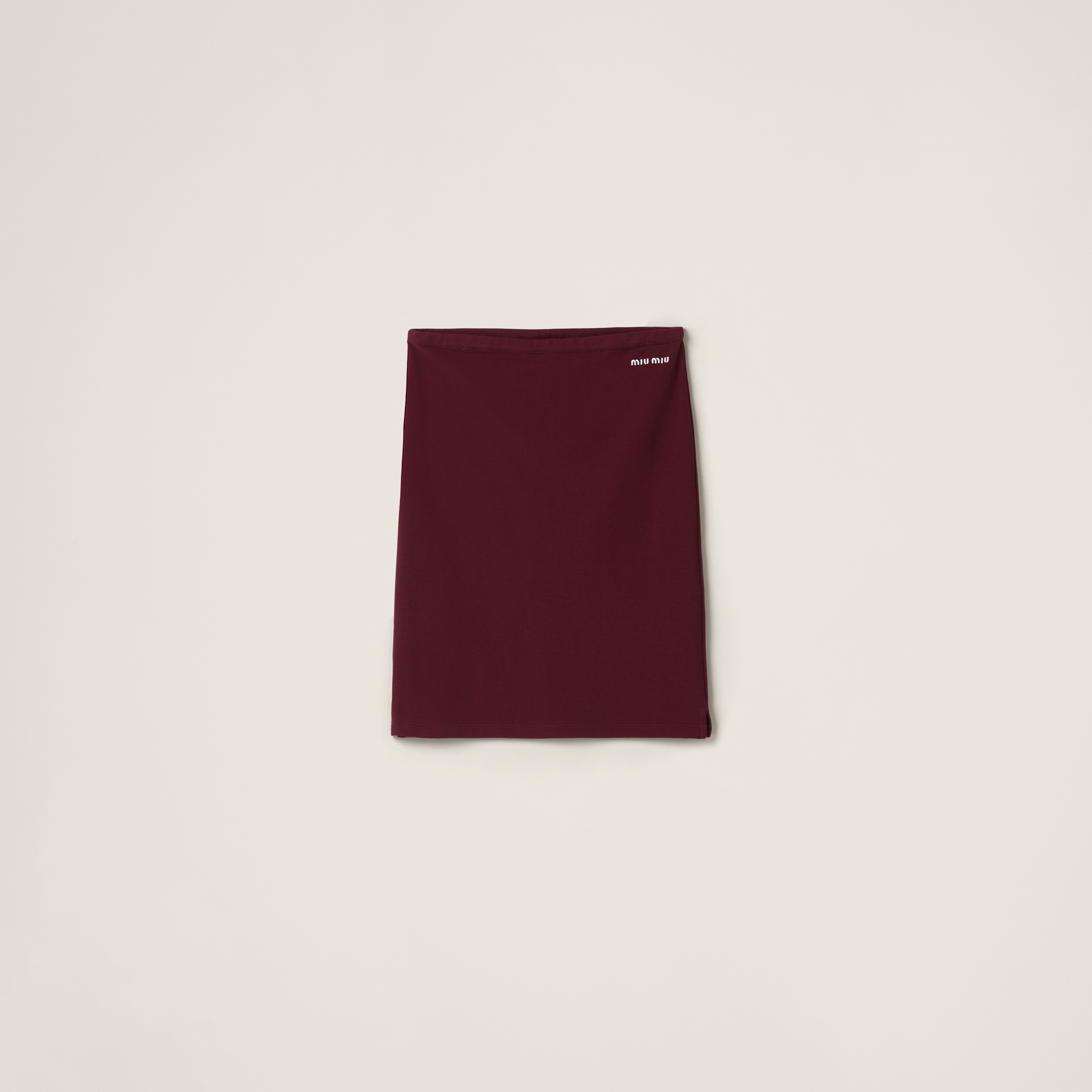 Miu Miu Cotton Piqué Skirt In Amaranth Red/maize Yellow