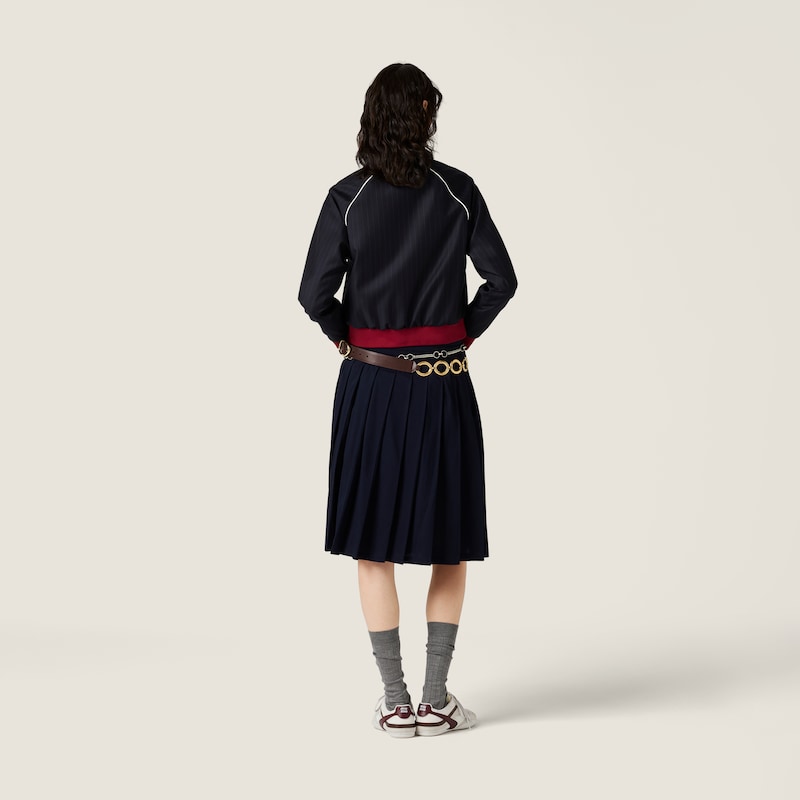 Pleated garment-dyed jersey skirt