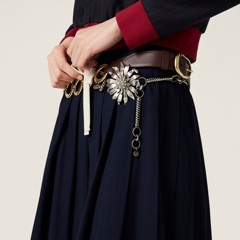 Pleated garment-dyed jersey skirt