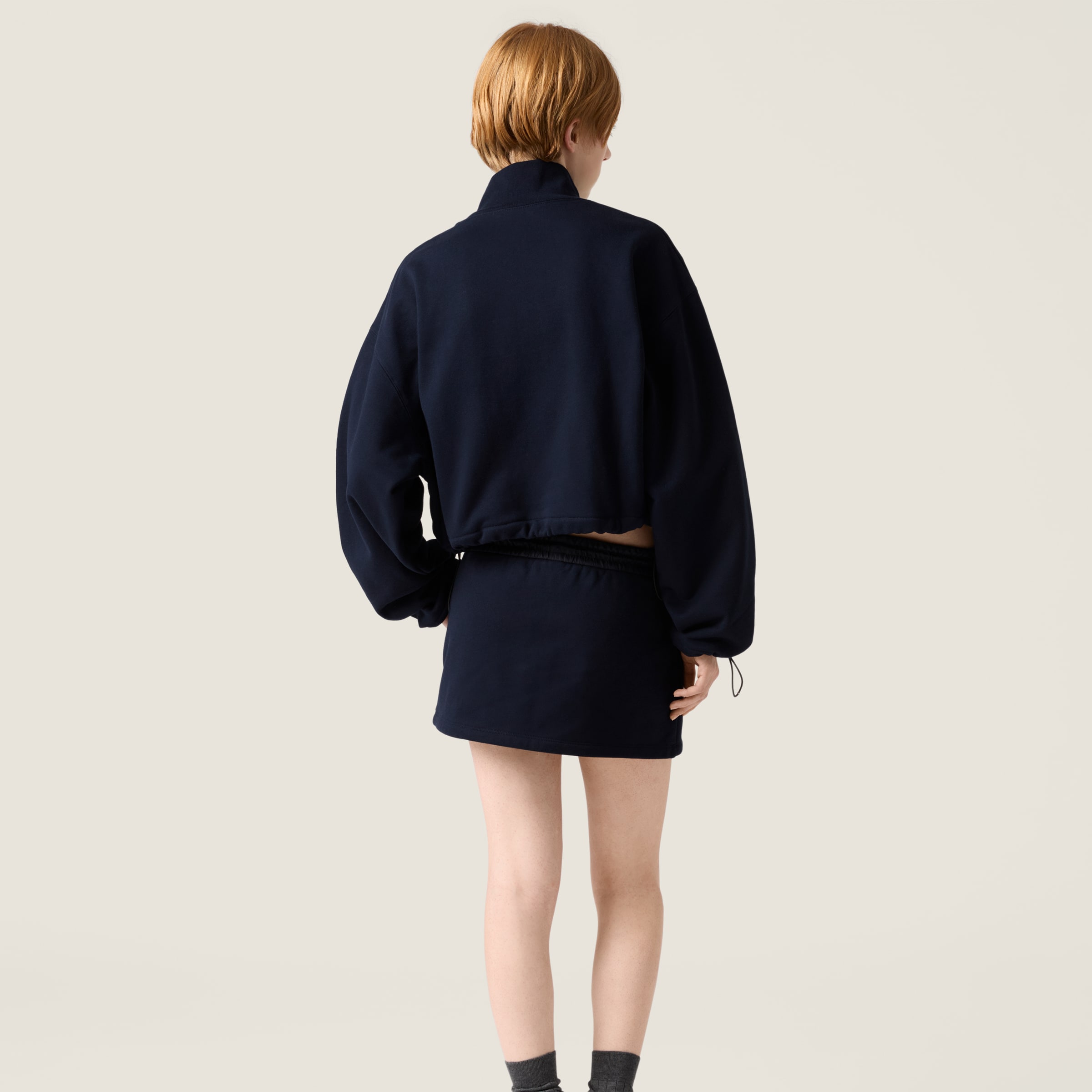 Miu Miu Cotton Fleece Miniskirt In Blue