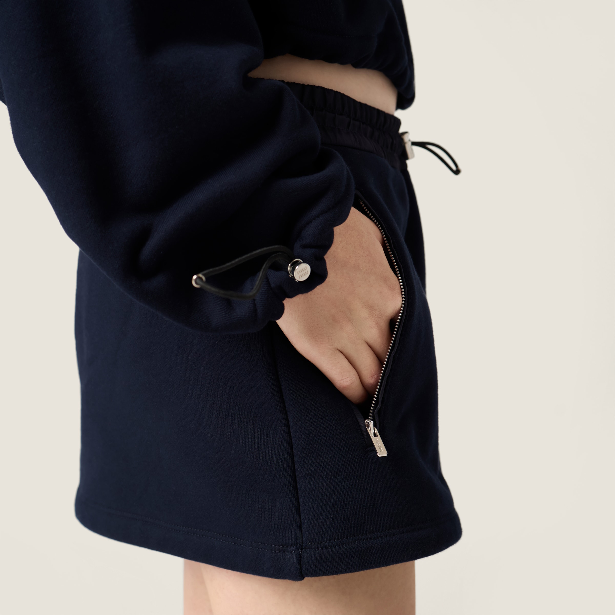 Miu Miu Cotton Fleece Miniskirt In Blue
