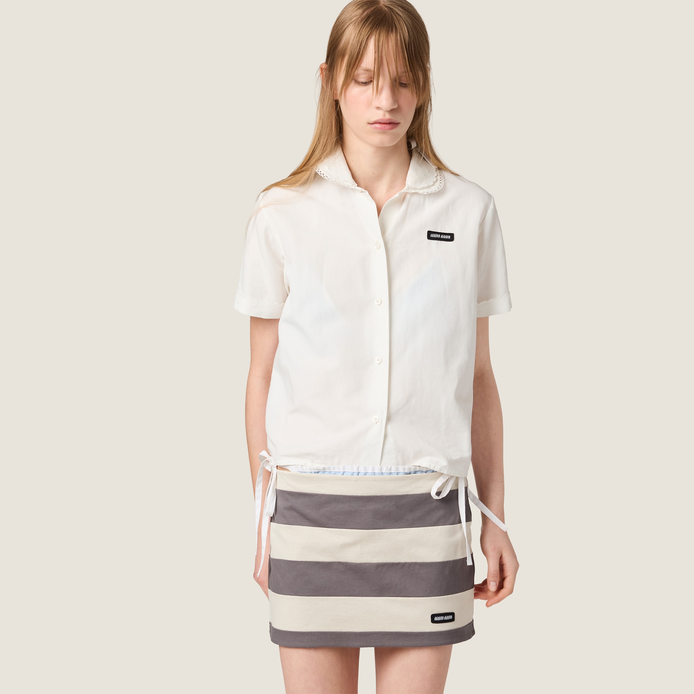 Striped jersey miniskirt - thumbnail 4