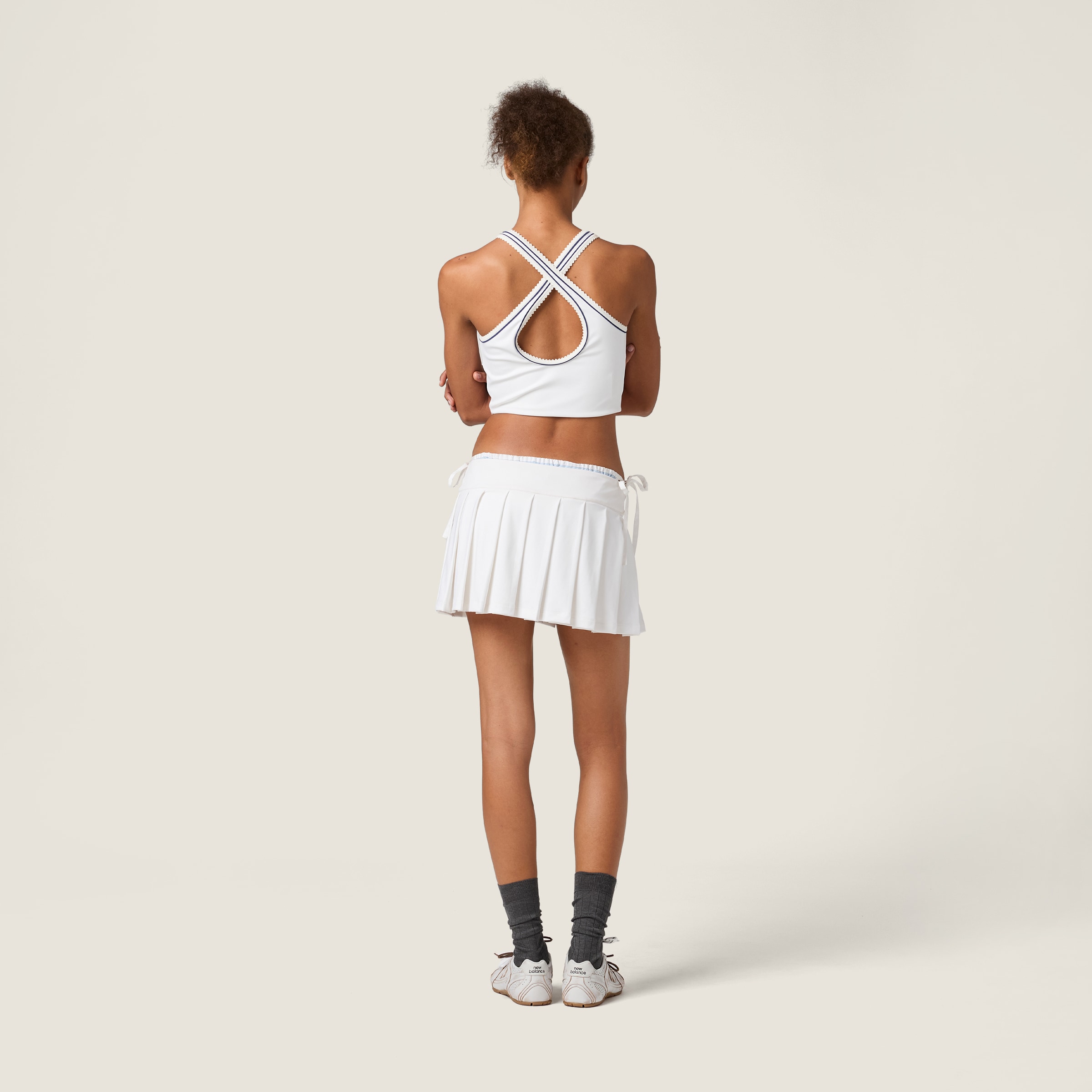 White Pleated Stretch Jersey Skirt | Miu Miu - United States