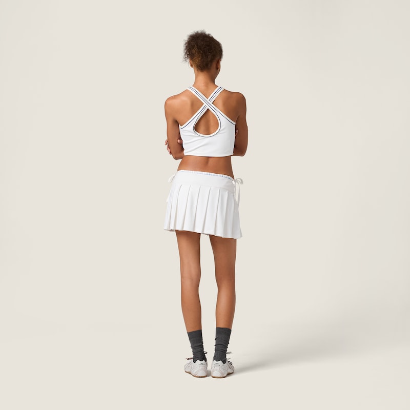 Pleated stretch jersey skirt