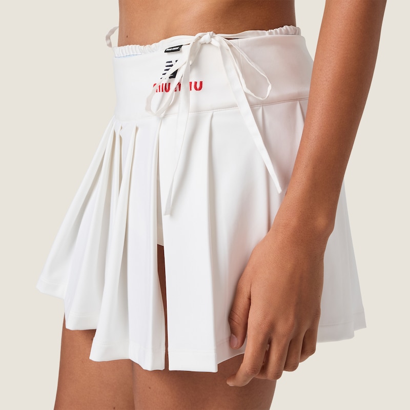 Pleated stretch jersey skirt