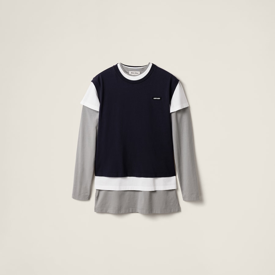 Steel/white/blue ジャージー Tシャツ 3枚セット | Miu Miu
