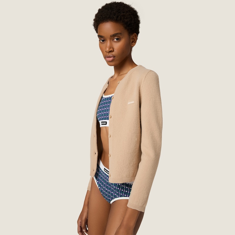 Printed ribbed knit bra and panties