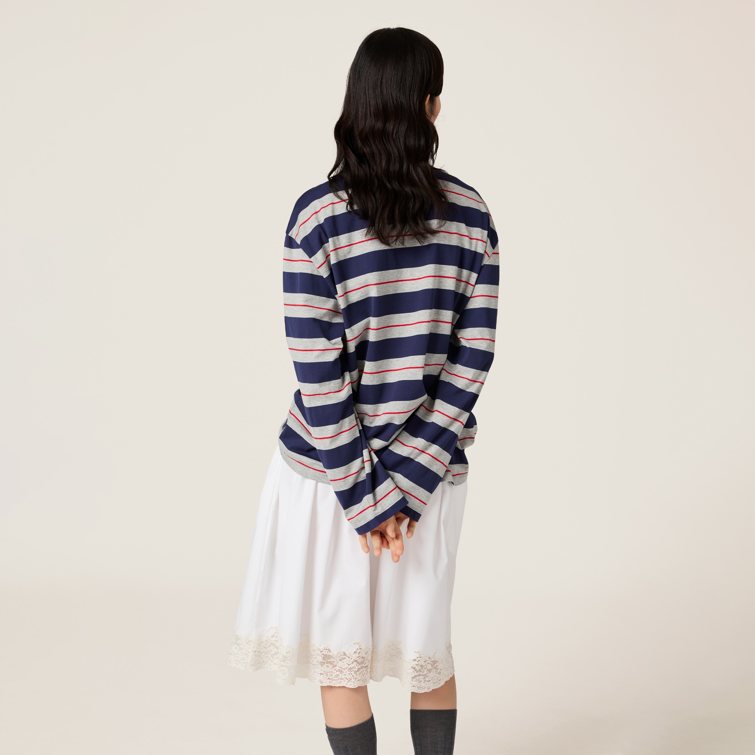 Miu Miu Woman Multicolor T-shirts & Tank Tops In Blue