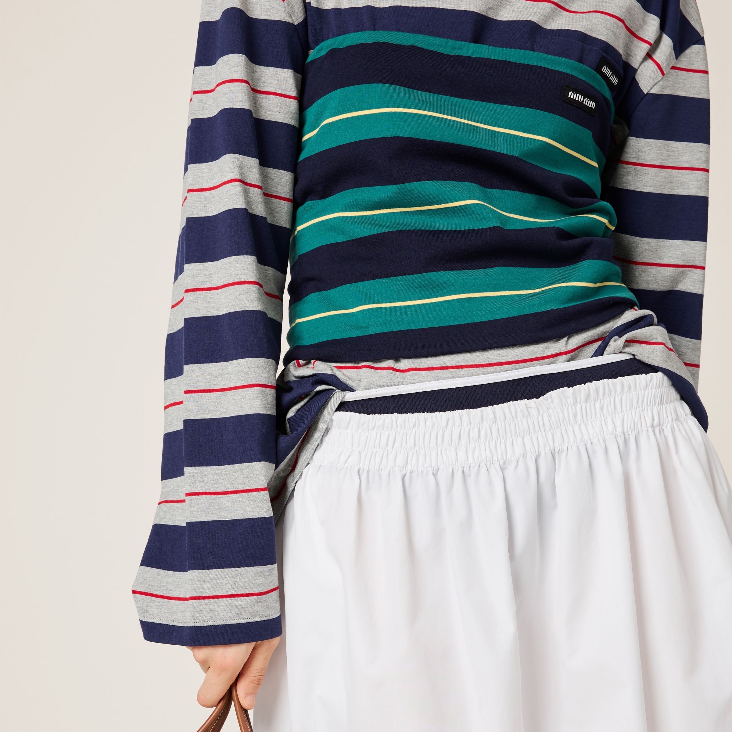 Miu Miu Woman Multicolor T-shirts & Tank Tops In Blue