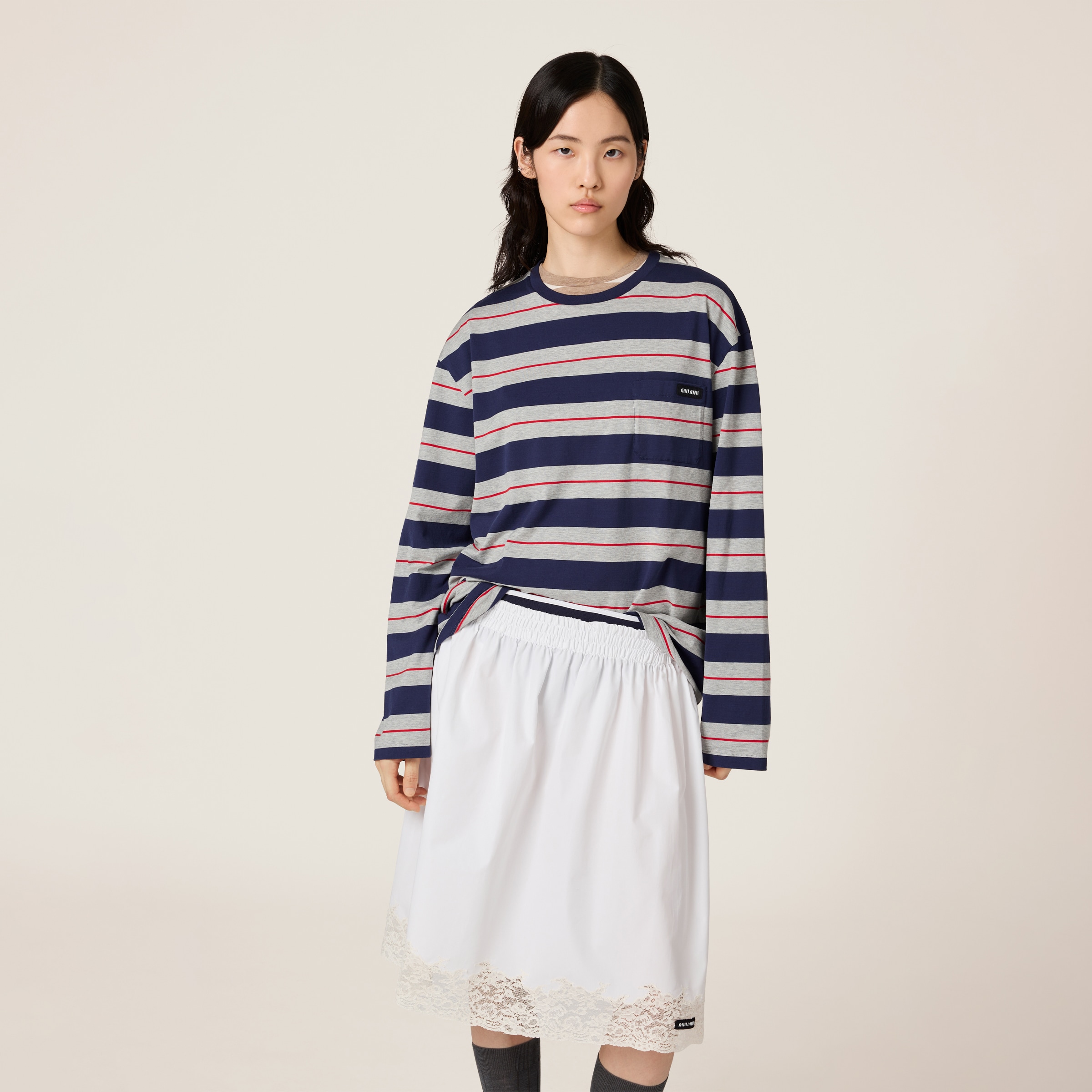Miu Miu Woman Multicolor T-shirts & Tank Tops In Blue
