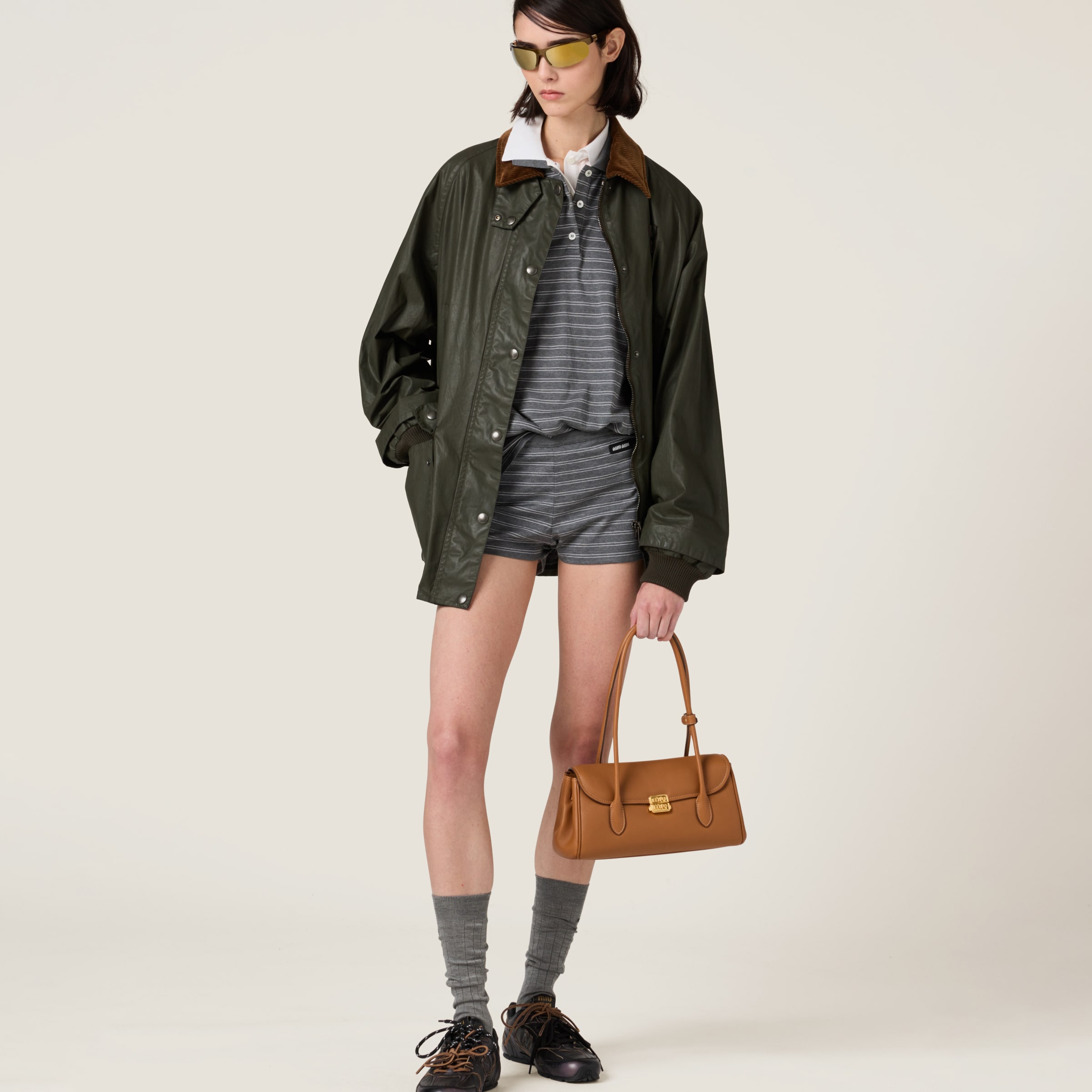 Slate Gray/white Cotton Jersey Polo Shirt | Miu Miu