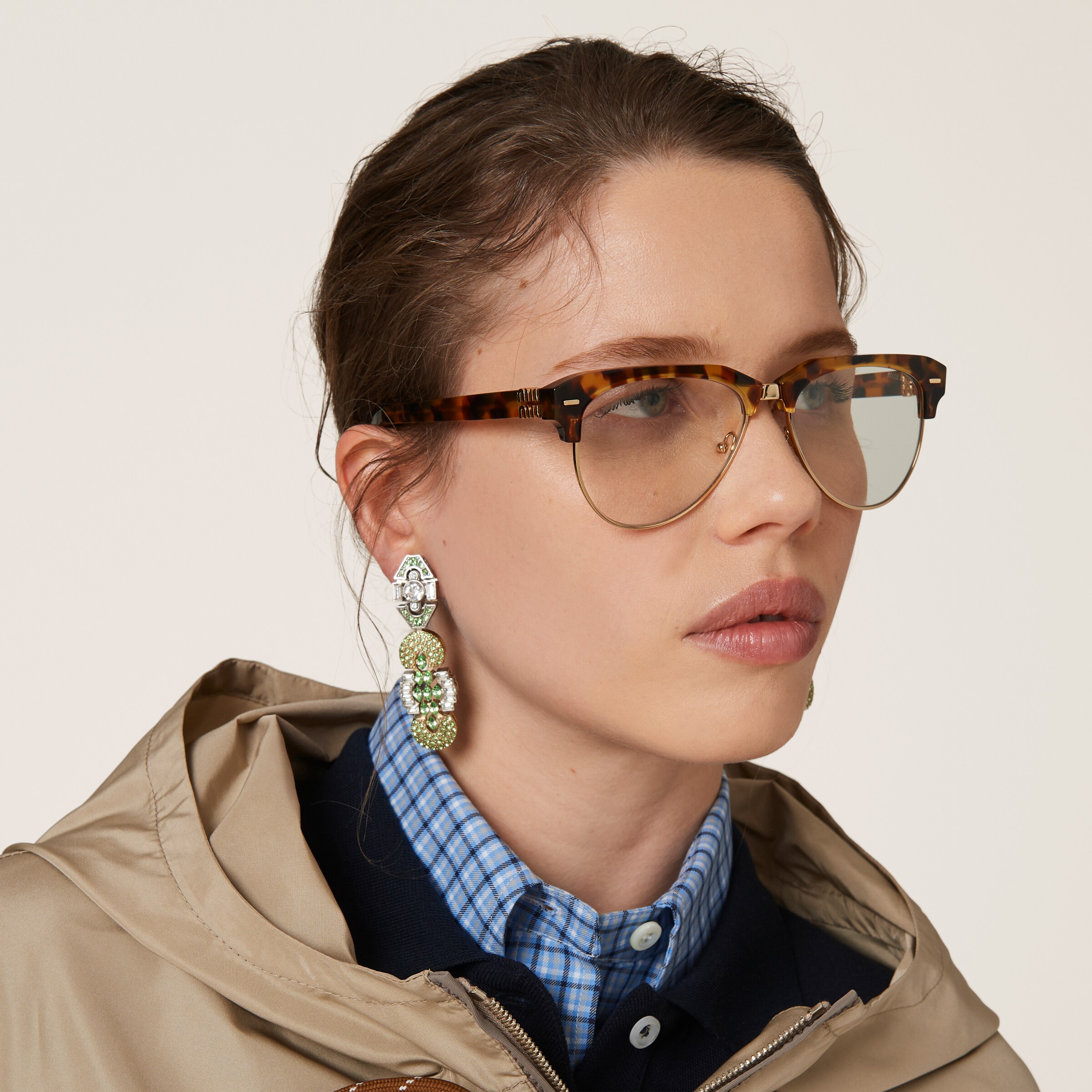 ネイビー コットンピケ ポロシャツ | Miu Miu