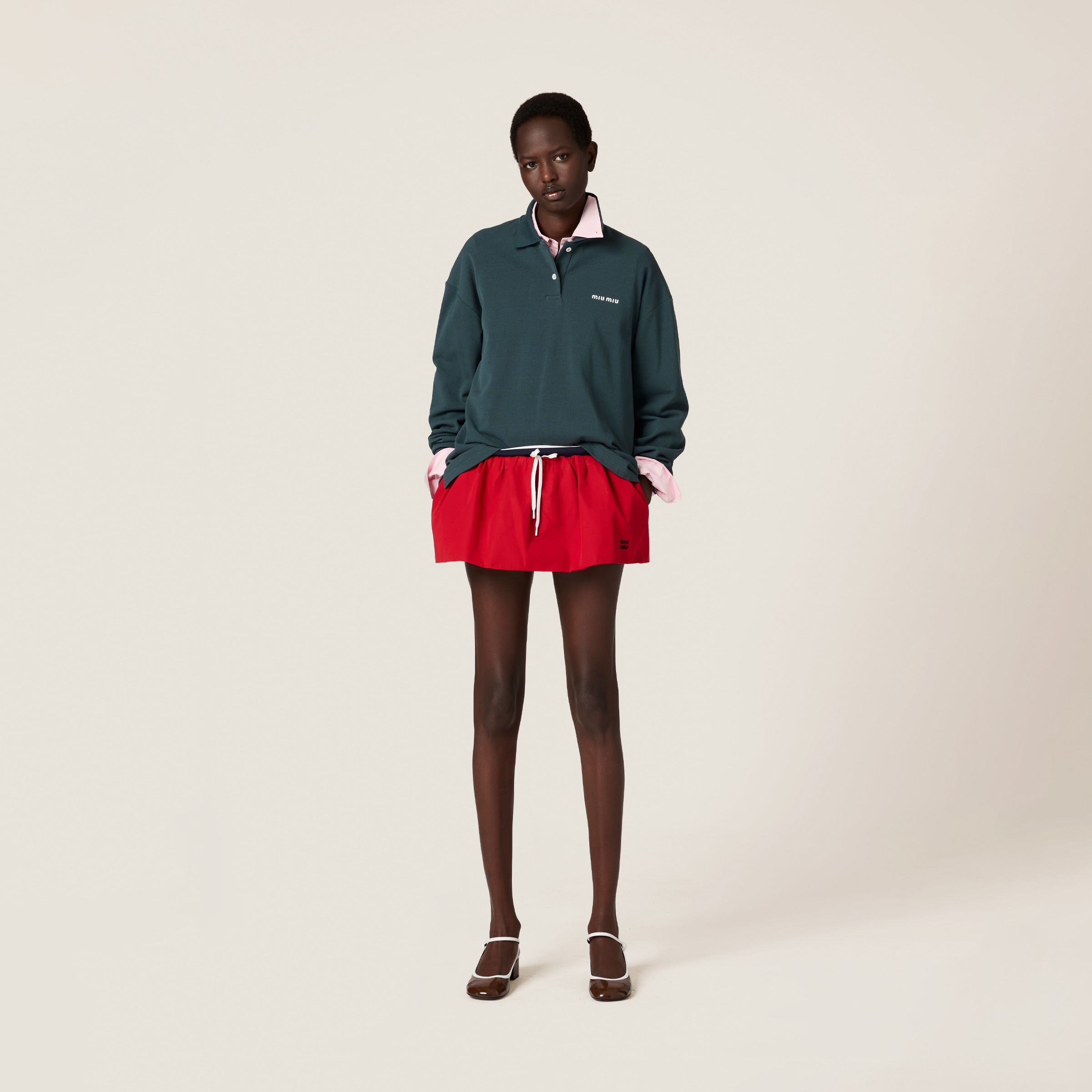Miu Miu Oversized Pique Polo Shirt In Green