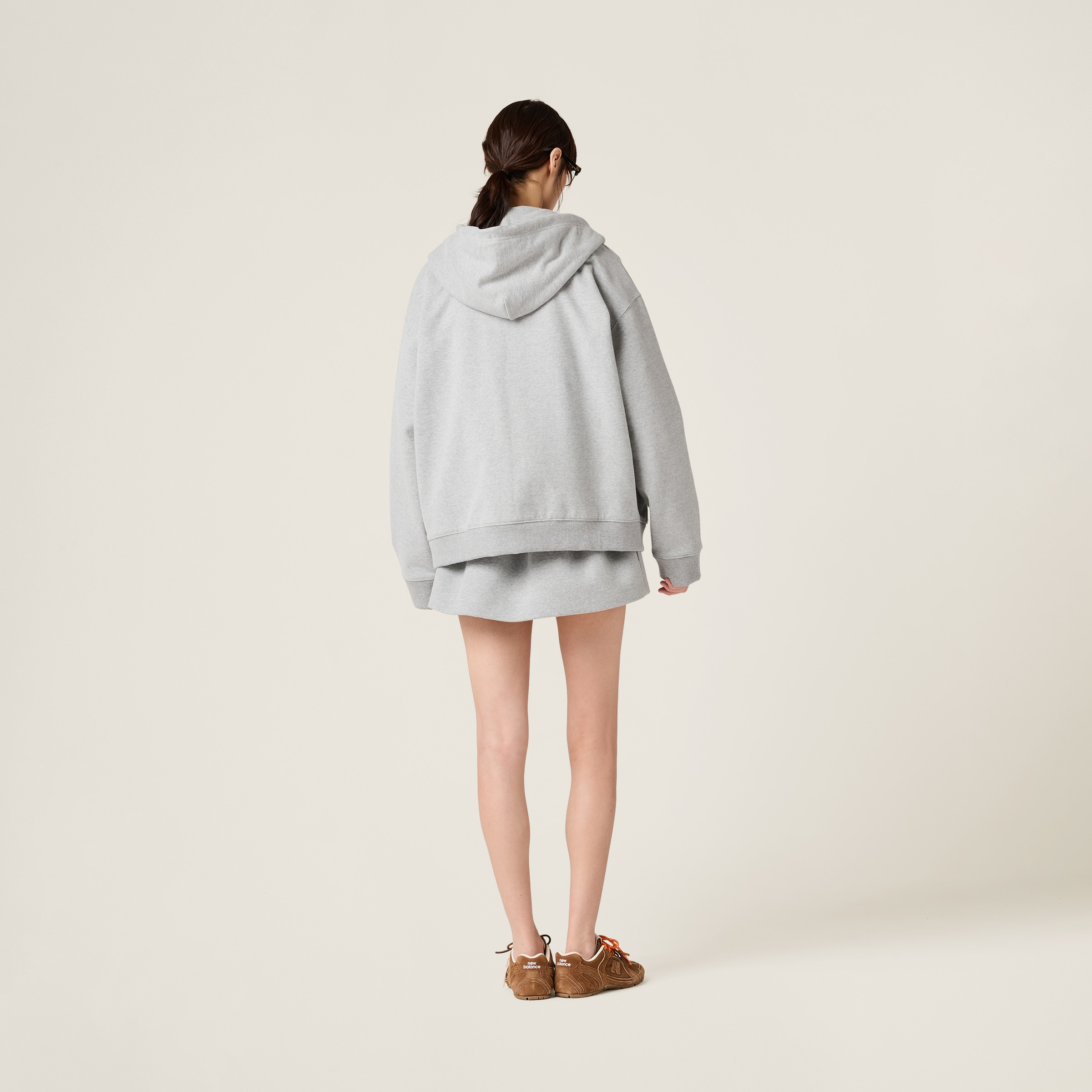 Miu Miu Cotton Fleece Sweatshirt In Grey