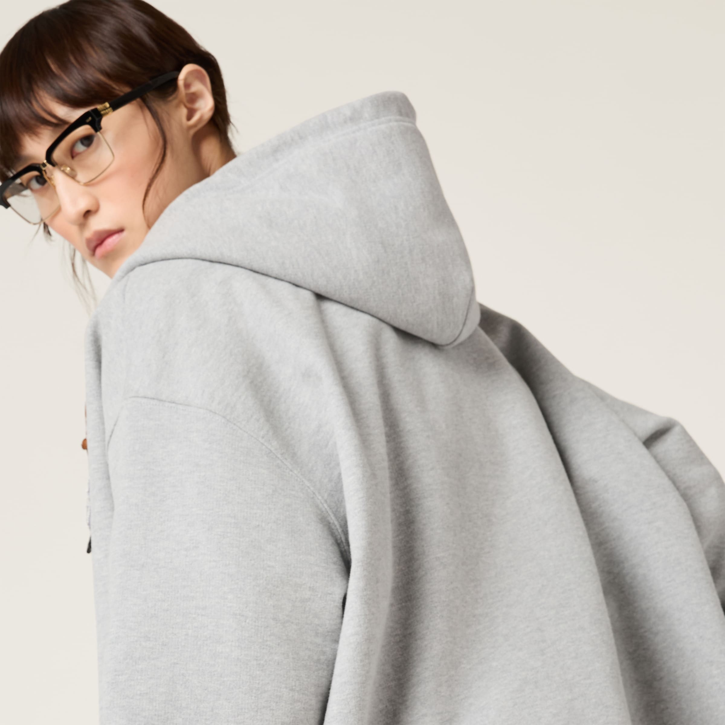 Grey Cotton Fleece Sweatshirt | Miu Miu - United States