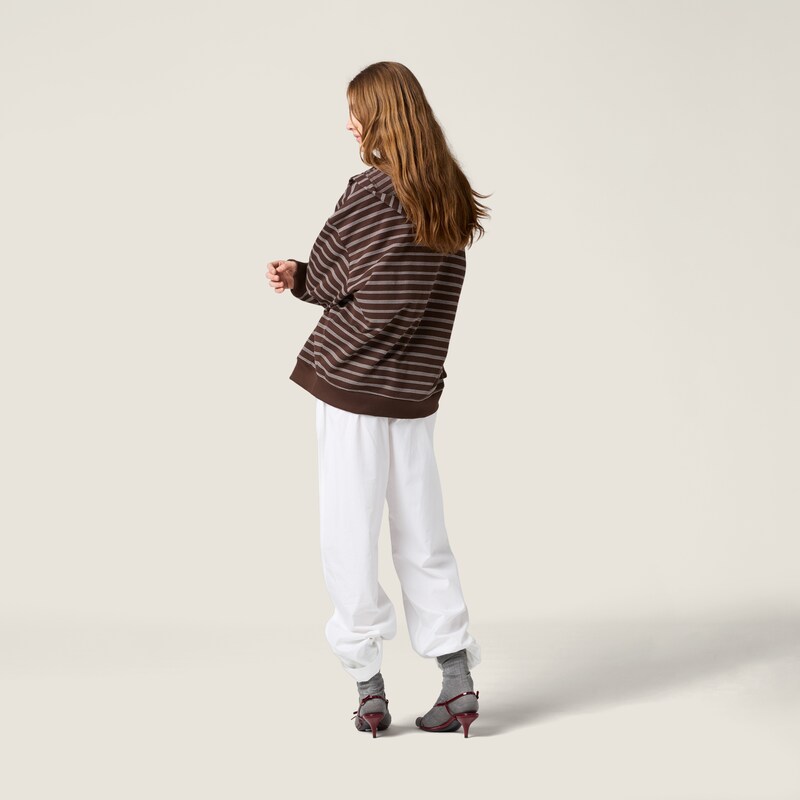Striped cotton fleece hoodie jacket