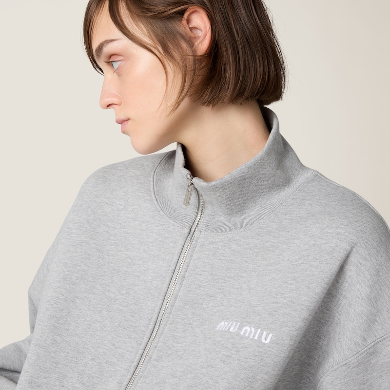 Cotton fleece zipper sweatshirt