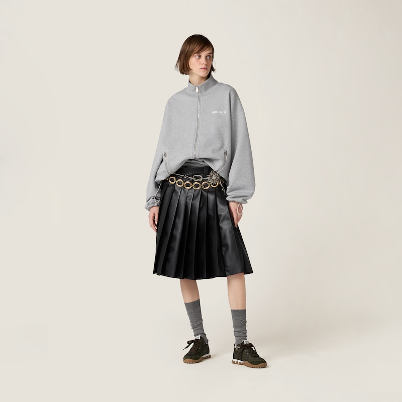 Cotton fleece zipper sweatshirt