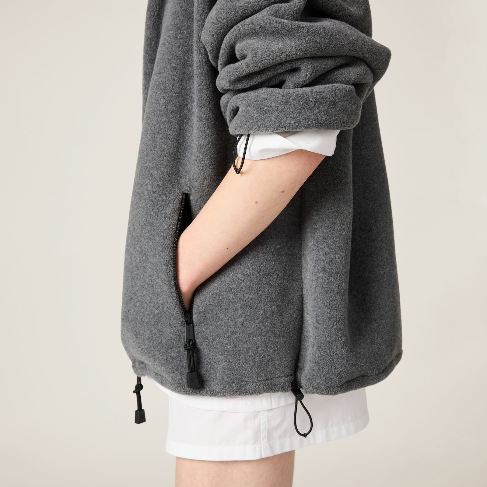Miumiu 2025  Teddy Fleece Short Jacket Beige Mix Color Wool Polyester main image 1