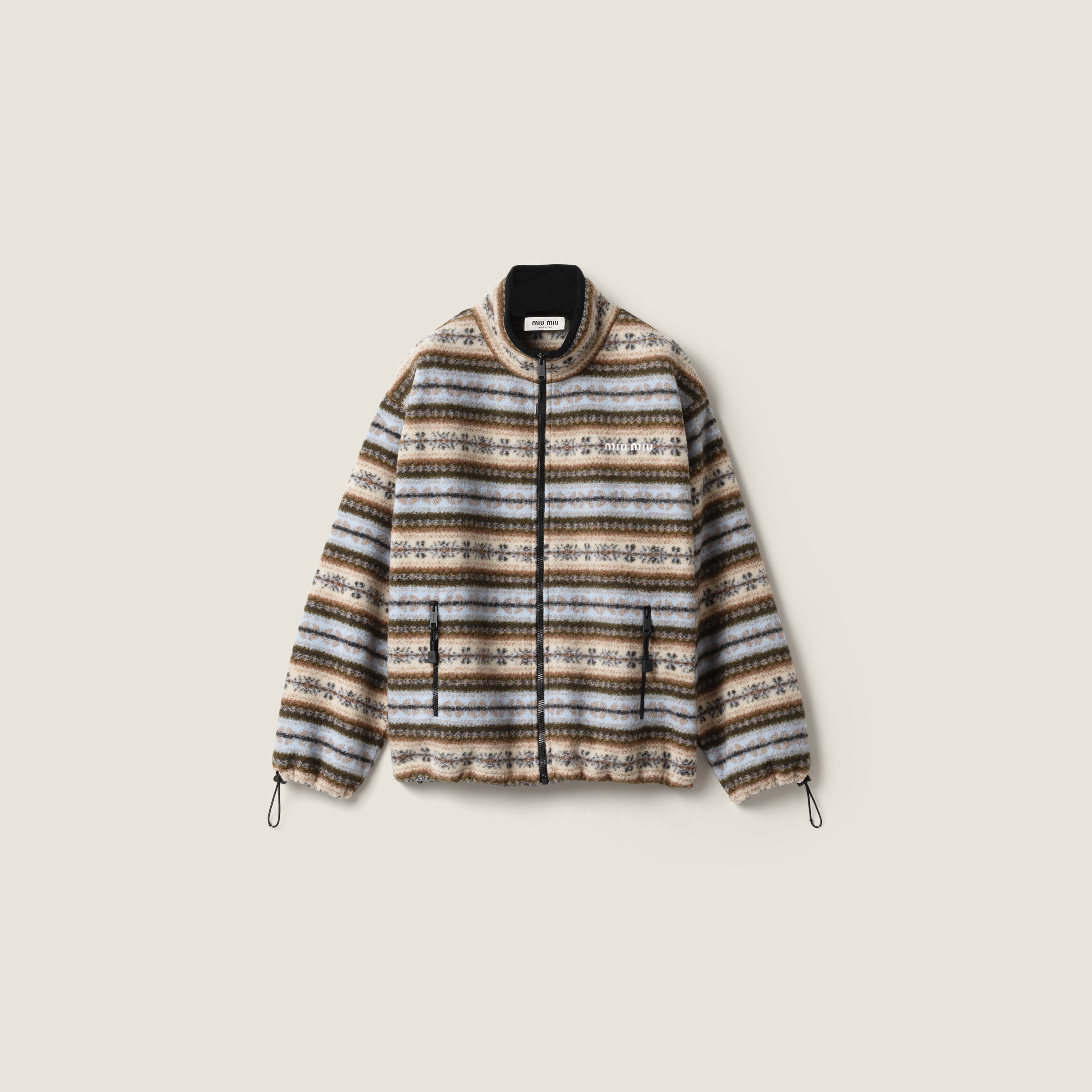 Cotton fleece zipper jacket by Miu Miu