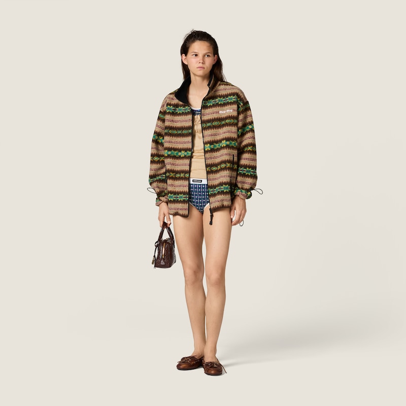 Cotton fleece zipper jacket
