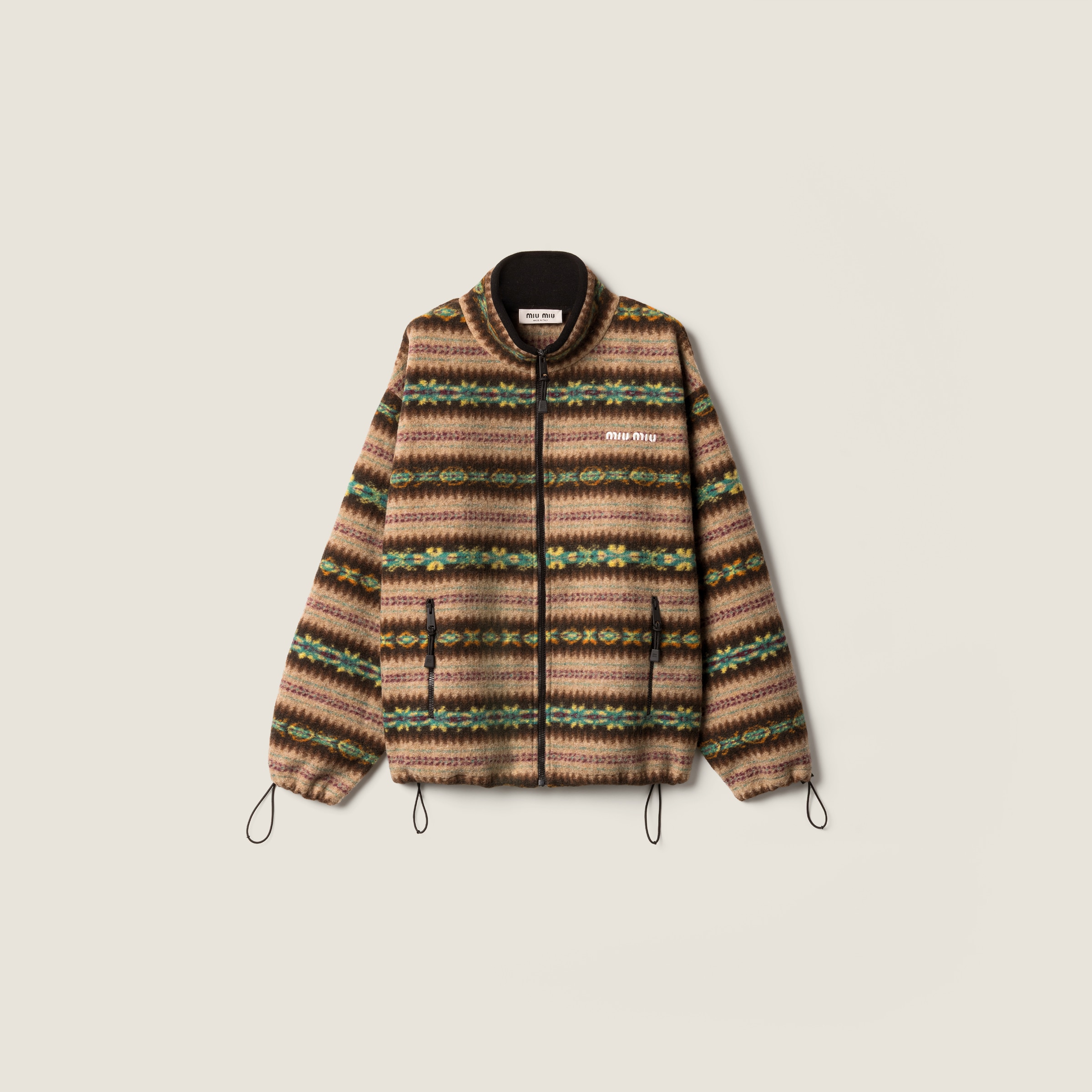 Cotton fleece zipper jacket by Miu Miu