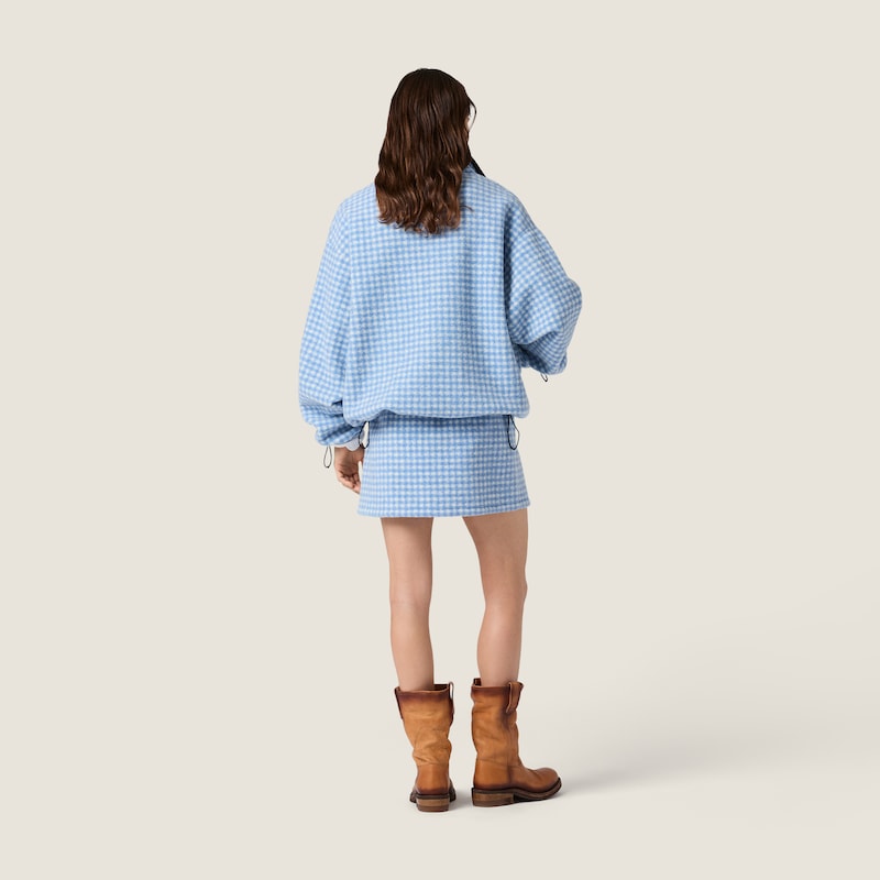Gingham check fleece jacket