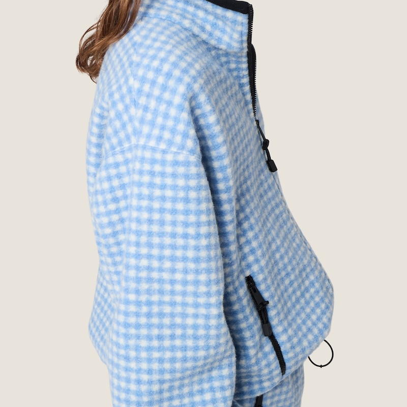 Gingham check fleece jacket