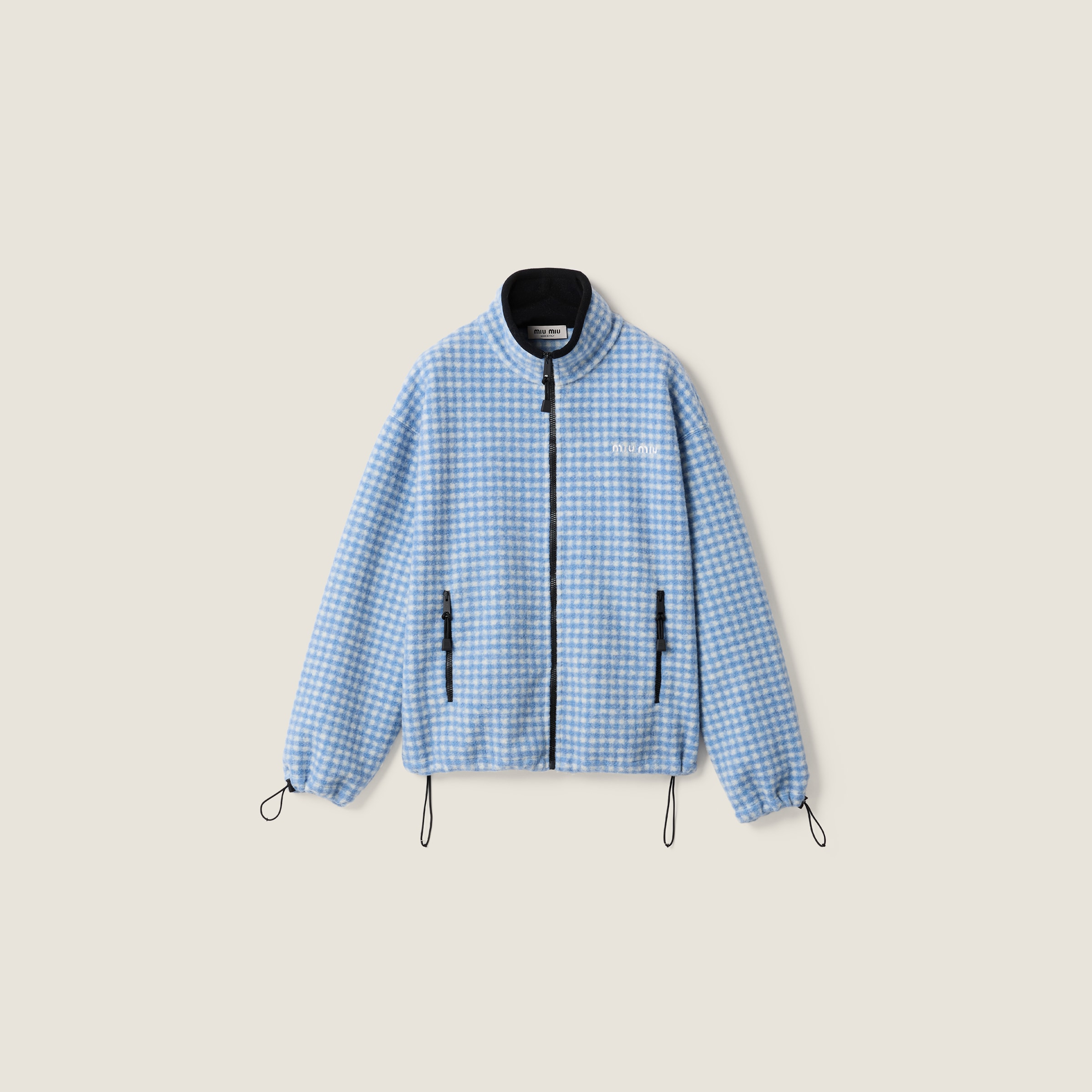 Gingham check fleece jacket