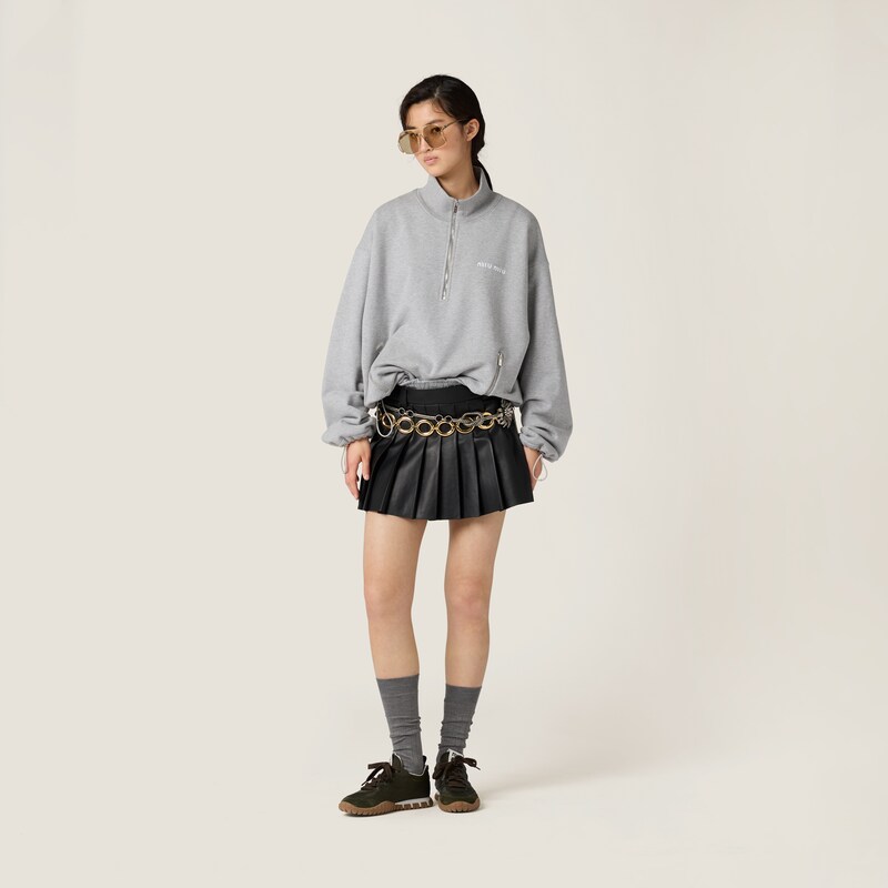 Cotton fleece zipper sweatshirt