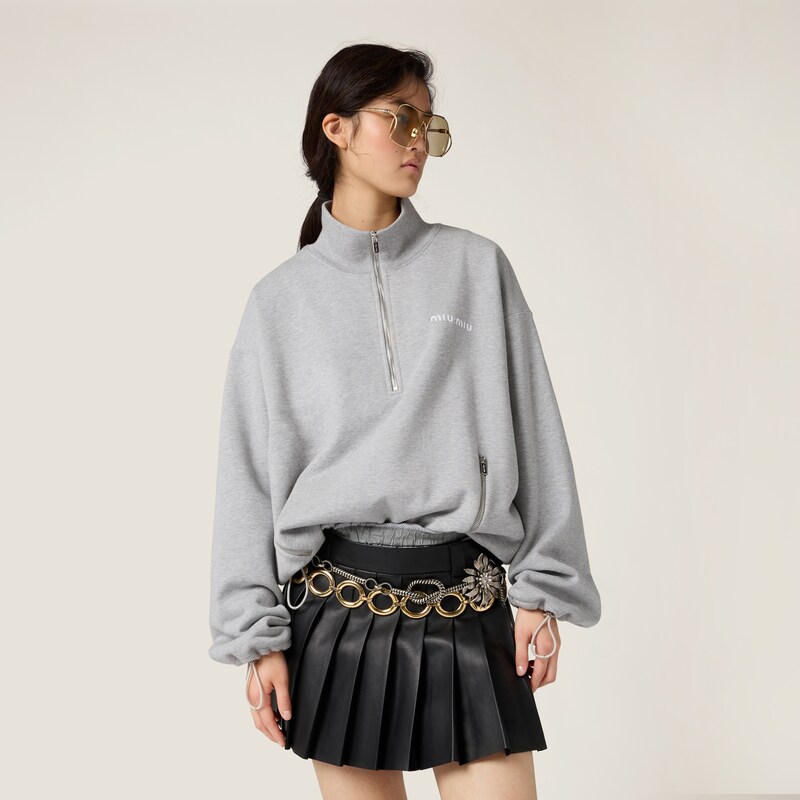 Cotton fleece zipper sweatshirt