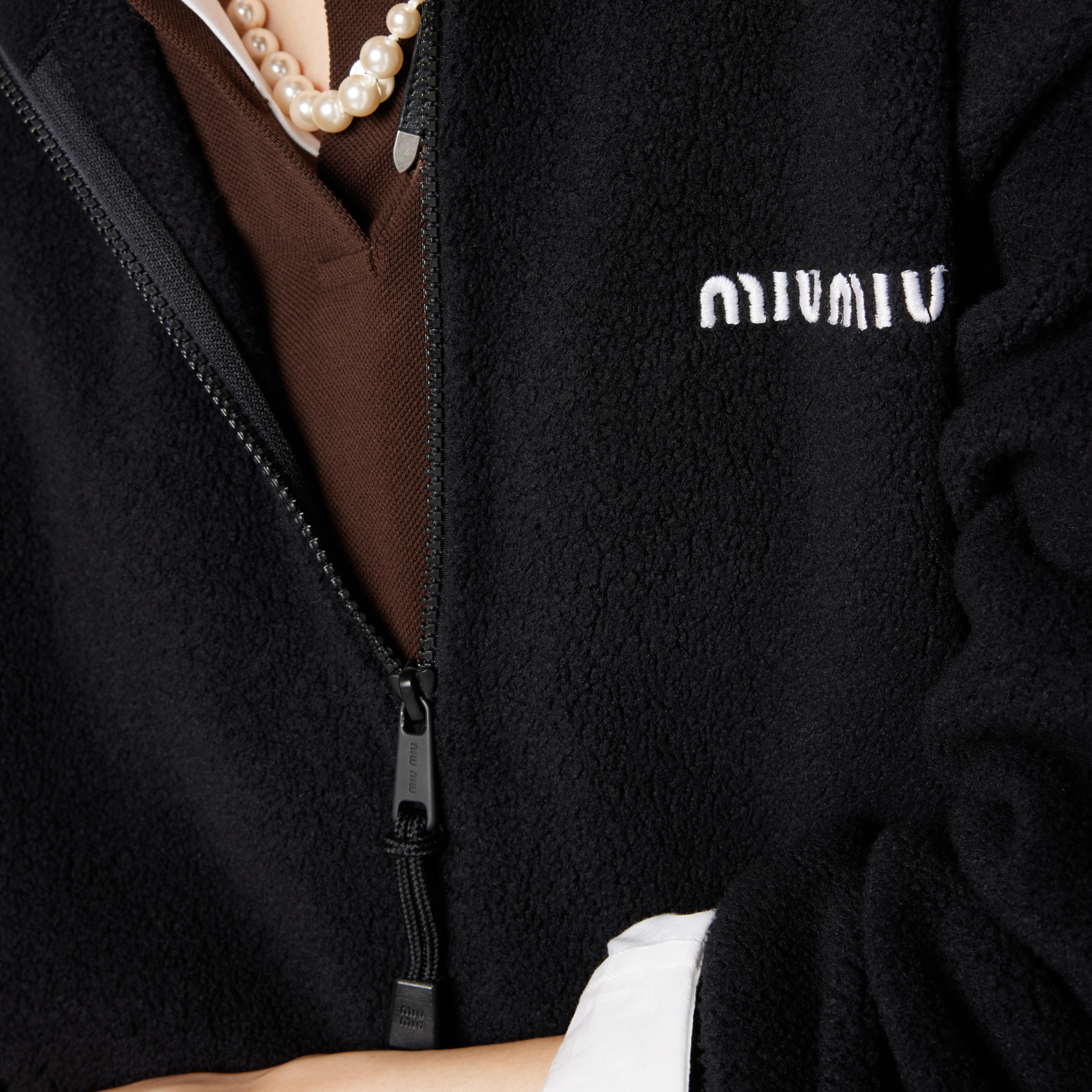 Miumiu 2025  Teddy Fleece Short Jacket Beige Mix Color Wool Polyester