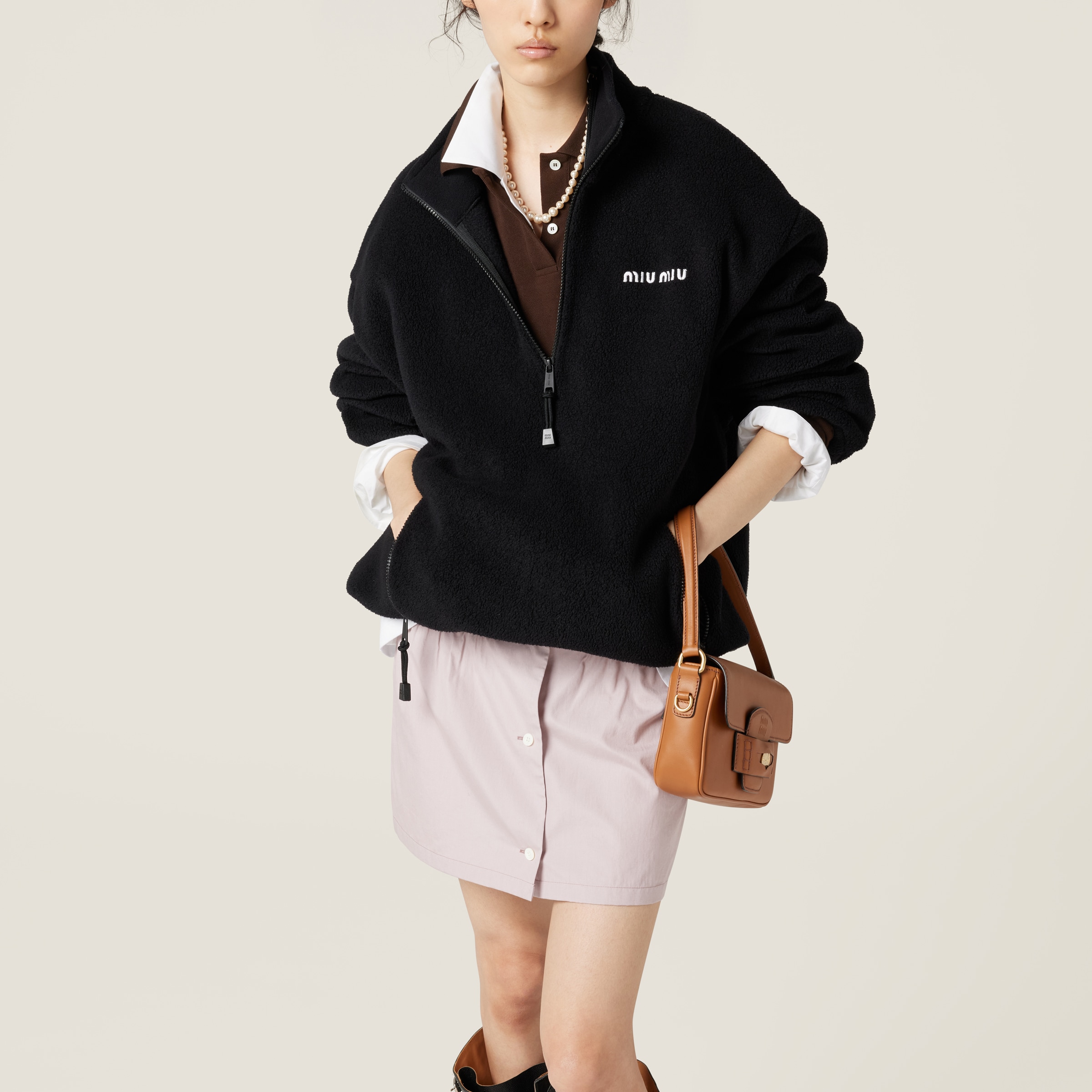Miu Miu 2026 Short-sleeved Sweatshirt and Waist Pants Set Polyester main image 1