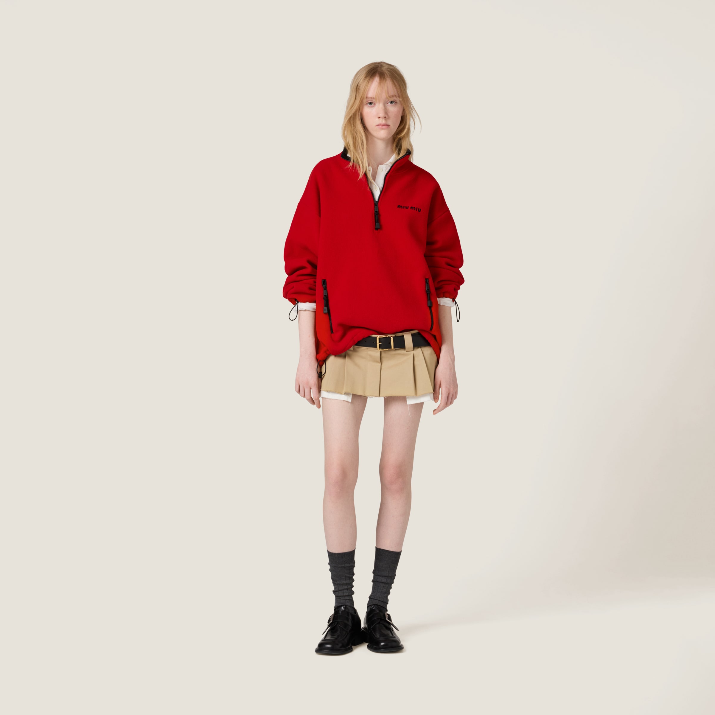 レッド フリース スウェットシャツ | Miu Miu レッド フリース スウェットシャツ | Miu Miu