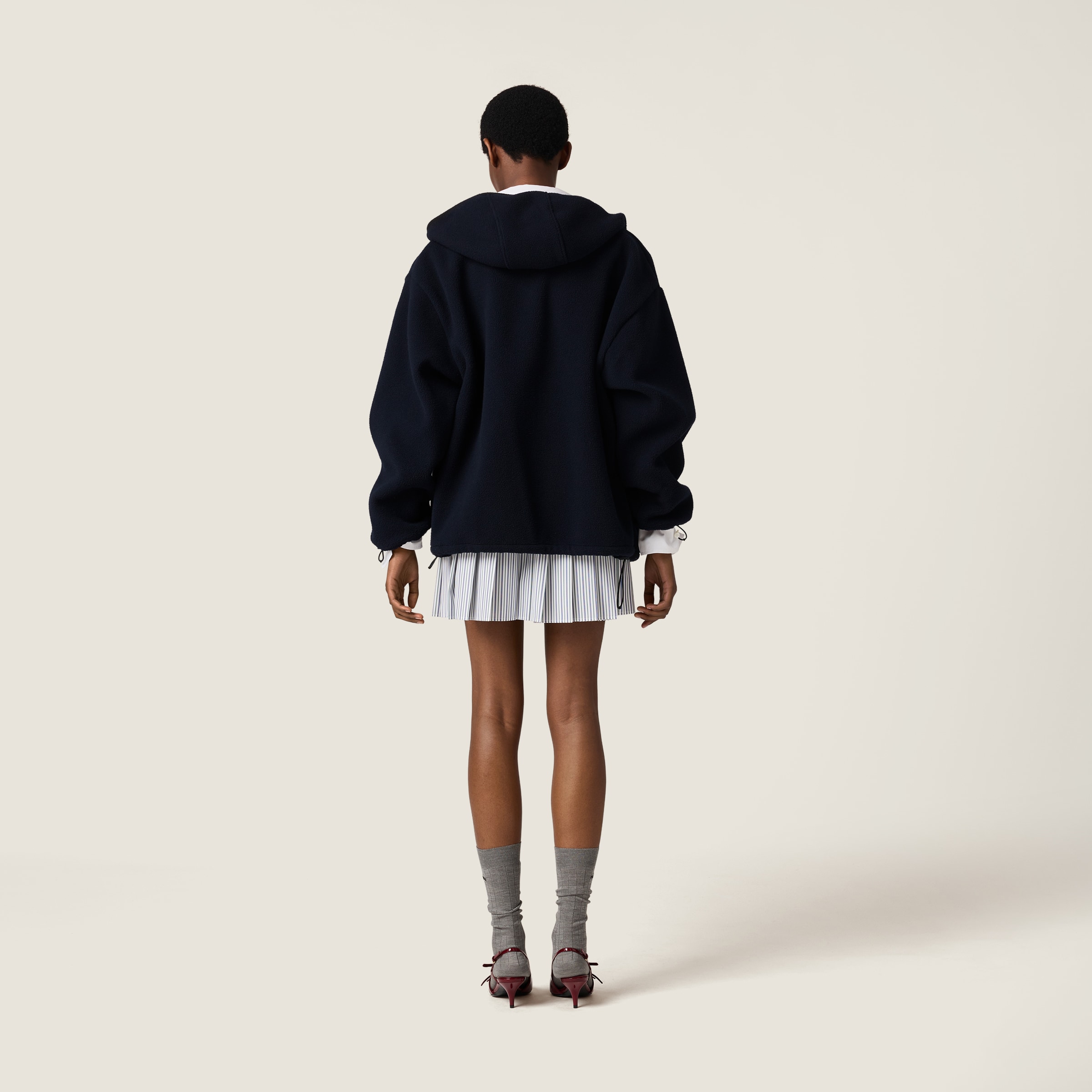 ミュウミュウ MIU MIU コットンフリース ジップフーディーMJL073_16JZ_F0008_S_OOO【ネイビー 】【送料無料】【正規品】 ネイビー コットンフリース ジッパーフーディー | Miu Miu