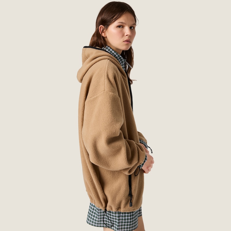 Sudadera en felpa de algodón con capucha y cremallera