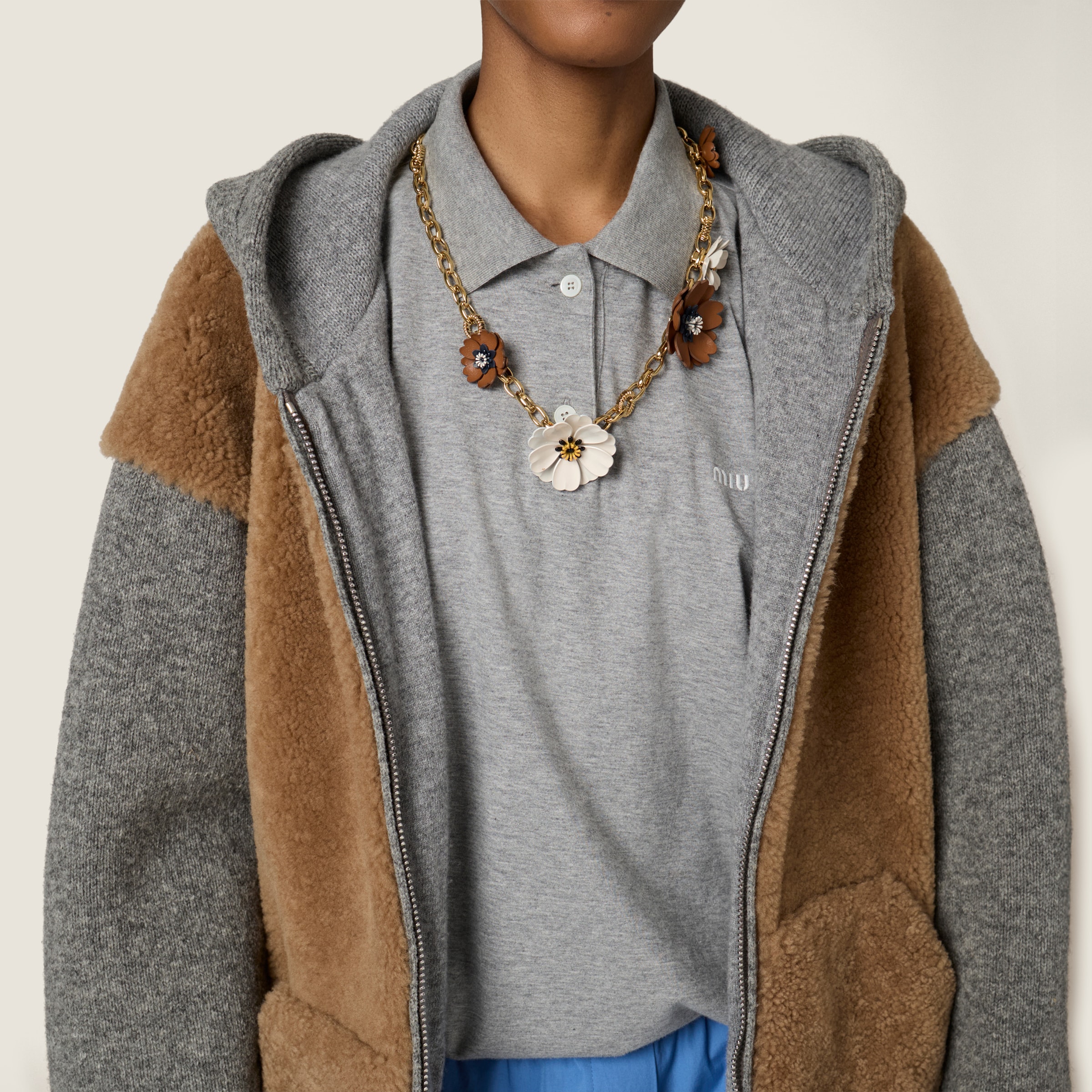 Miu Miu Jersey Polo Shirt In Gray
