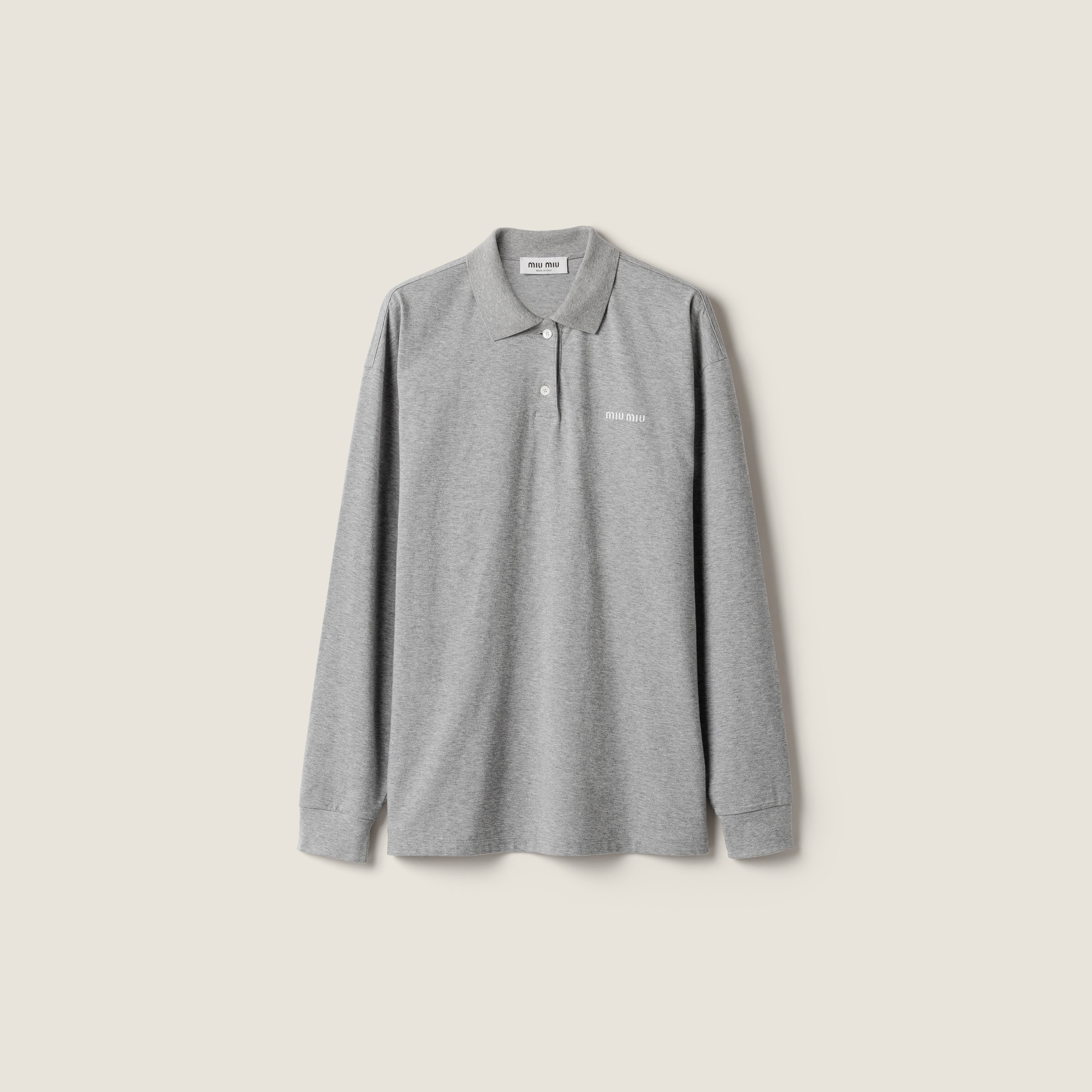 Miu Miu Jersey Polo Shirt In Gray