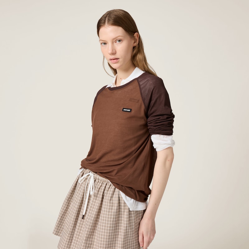 罗纹针织长袖T恤