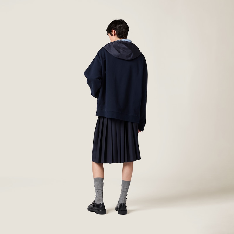 Sweat-shirt à capuche zippé en coton molletonné