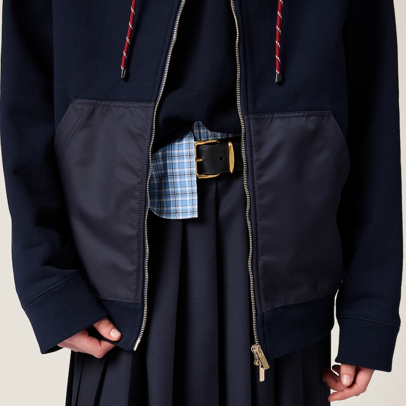 Sweat-shirt à capuche zippé en coton molletonné