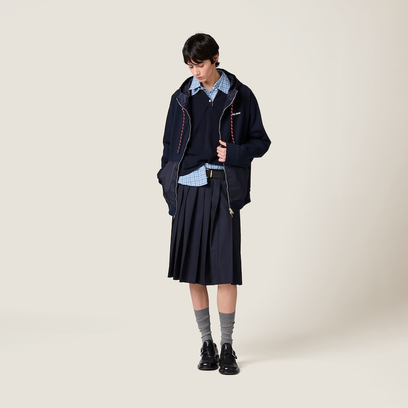 Sweat-shirt à capuche zippé en coton molletonné