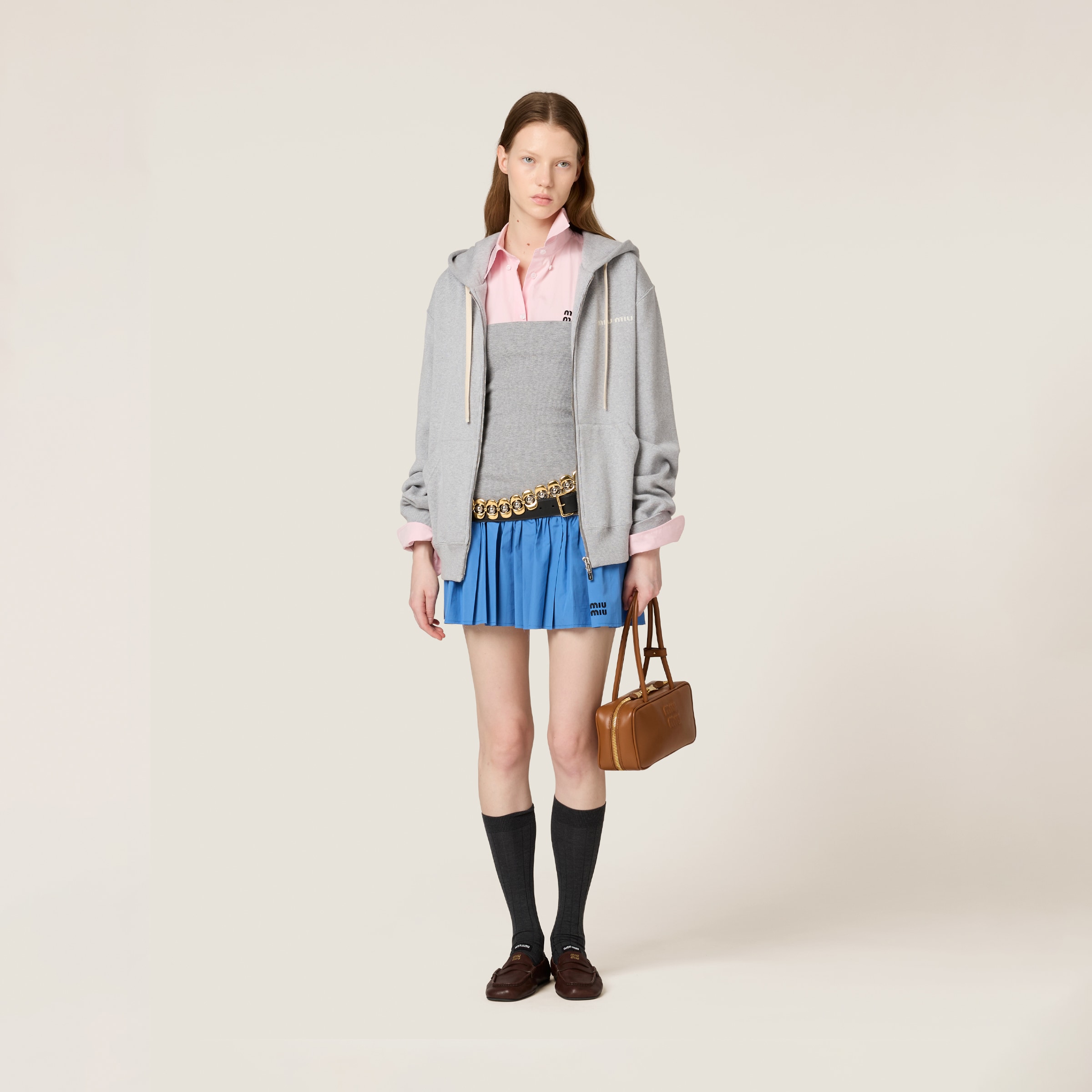 Miu Miu Cotton Fleece Zipper Hoodie