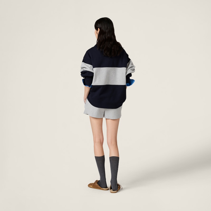 Sweat-shirt en coton à demi-zip