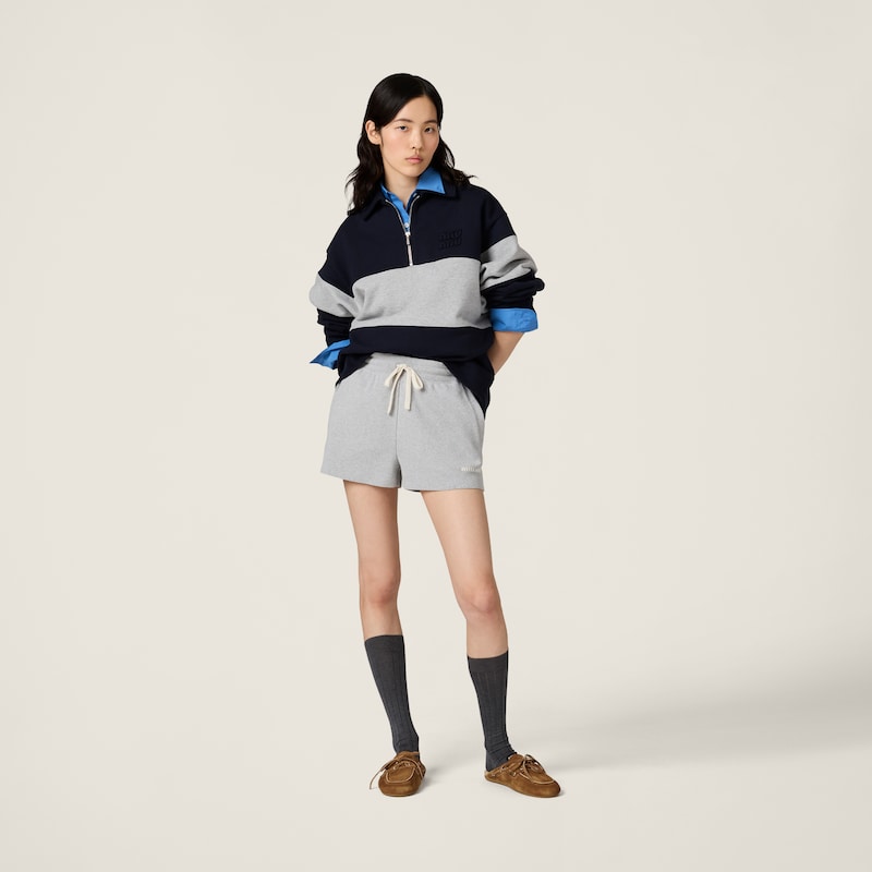 Sweat-shirt en coton à demi-zip