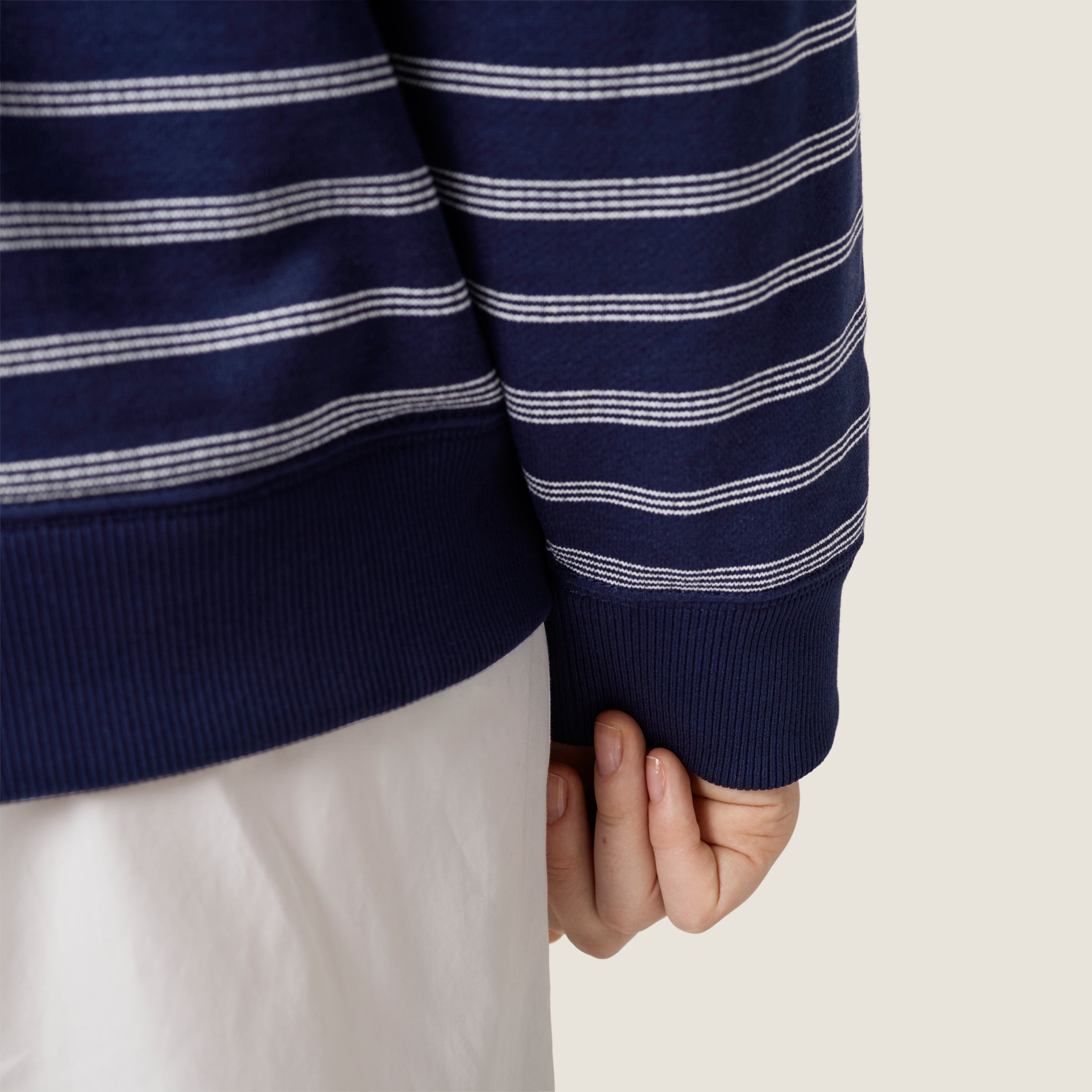 ブルー／ホワイト ストライプ ジッパー ポロシャツ | Miu Miu