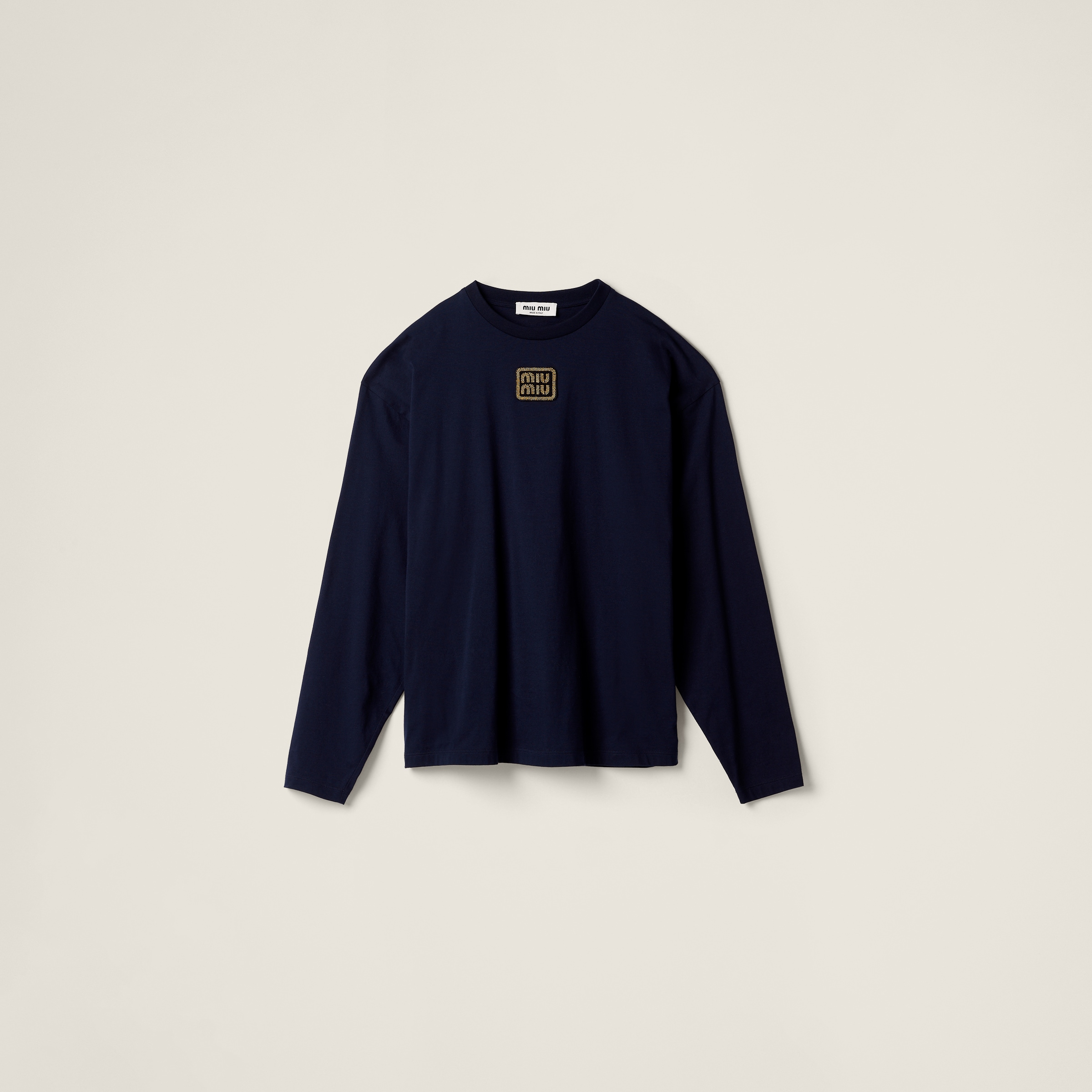 ネイビー コットンジャージー Tシャツ | Miu Miu