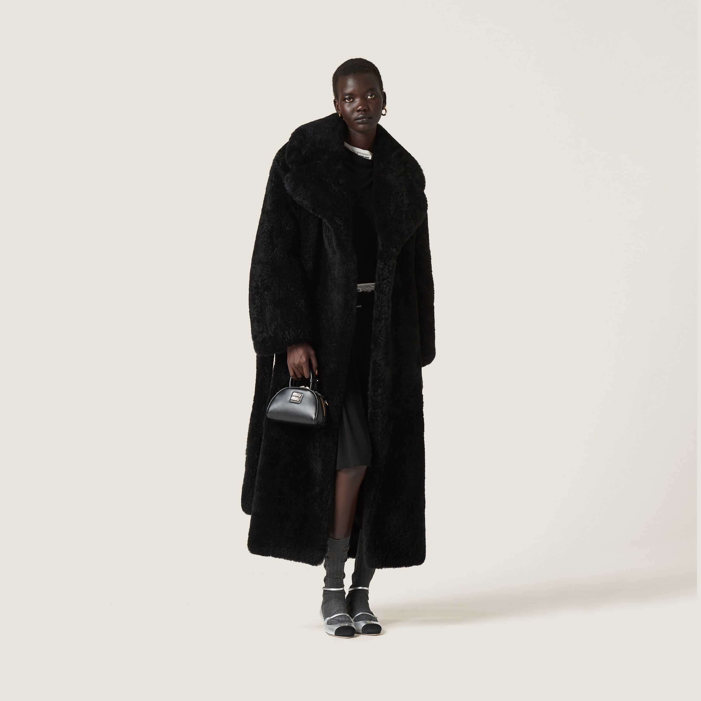 ブラック ジャージー リブ編み 長袖tシャツ | Miu Miu
