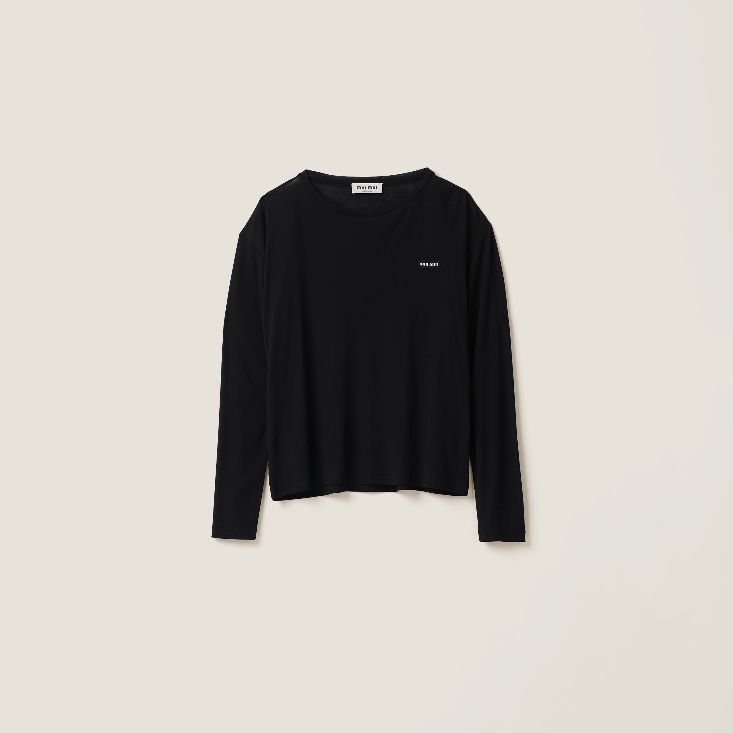 福袋 ブラック Miu Miu | 長袖tシャツ リブ編み ジャージー トップス