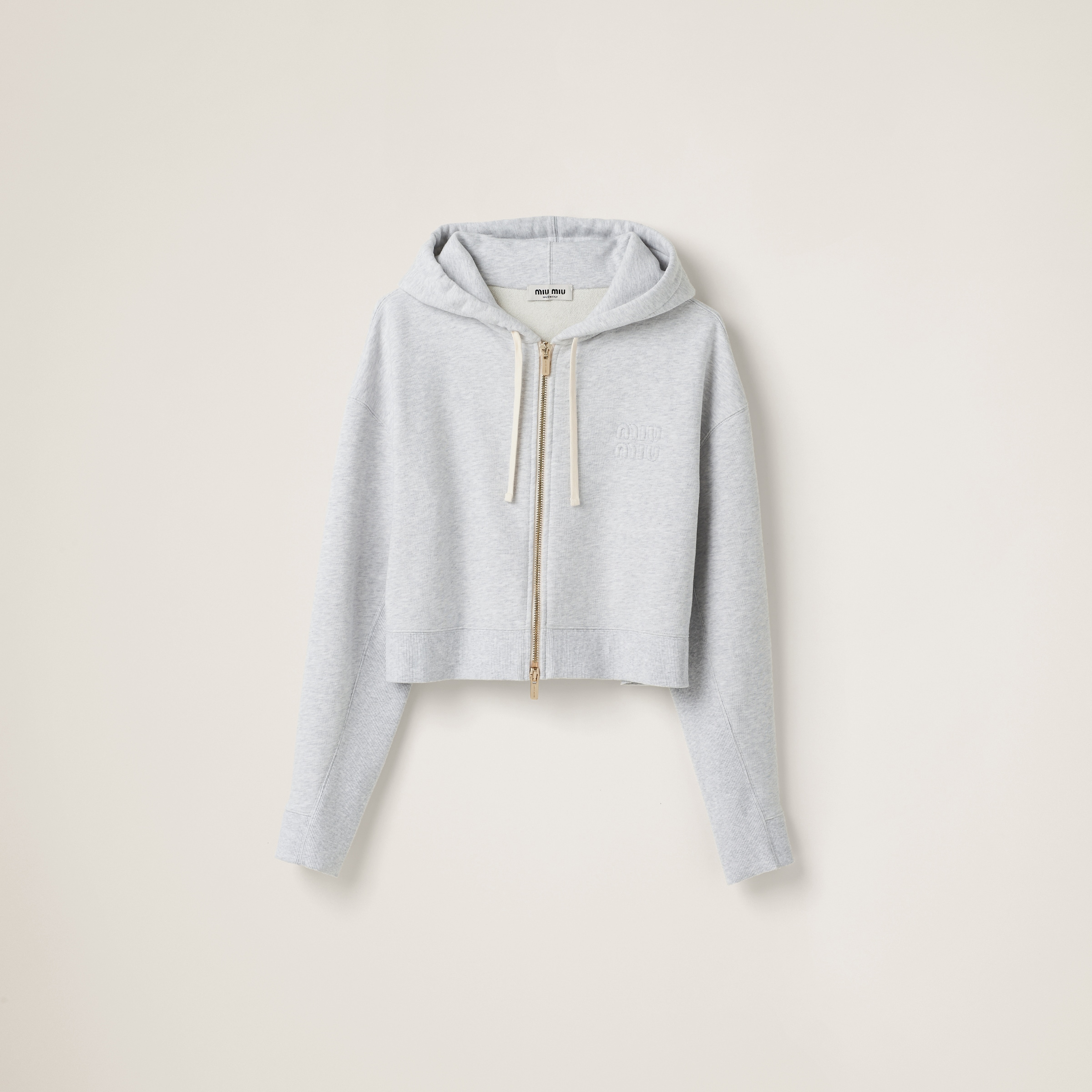 Embroidered cotton fleece hoodie